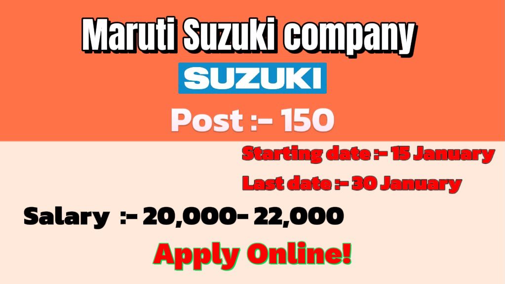 Maruti Suzuki Company Requirements 2026 Apply Online Now (150 Post)